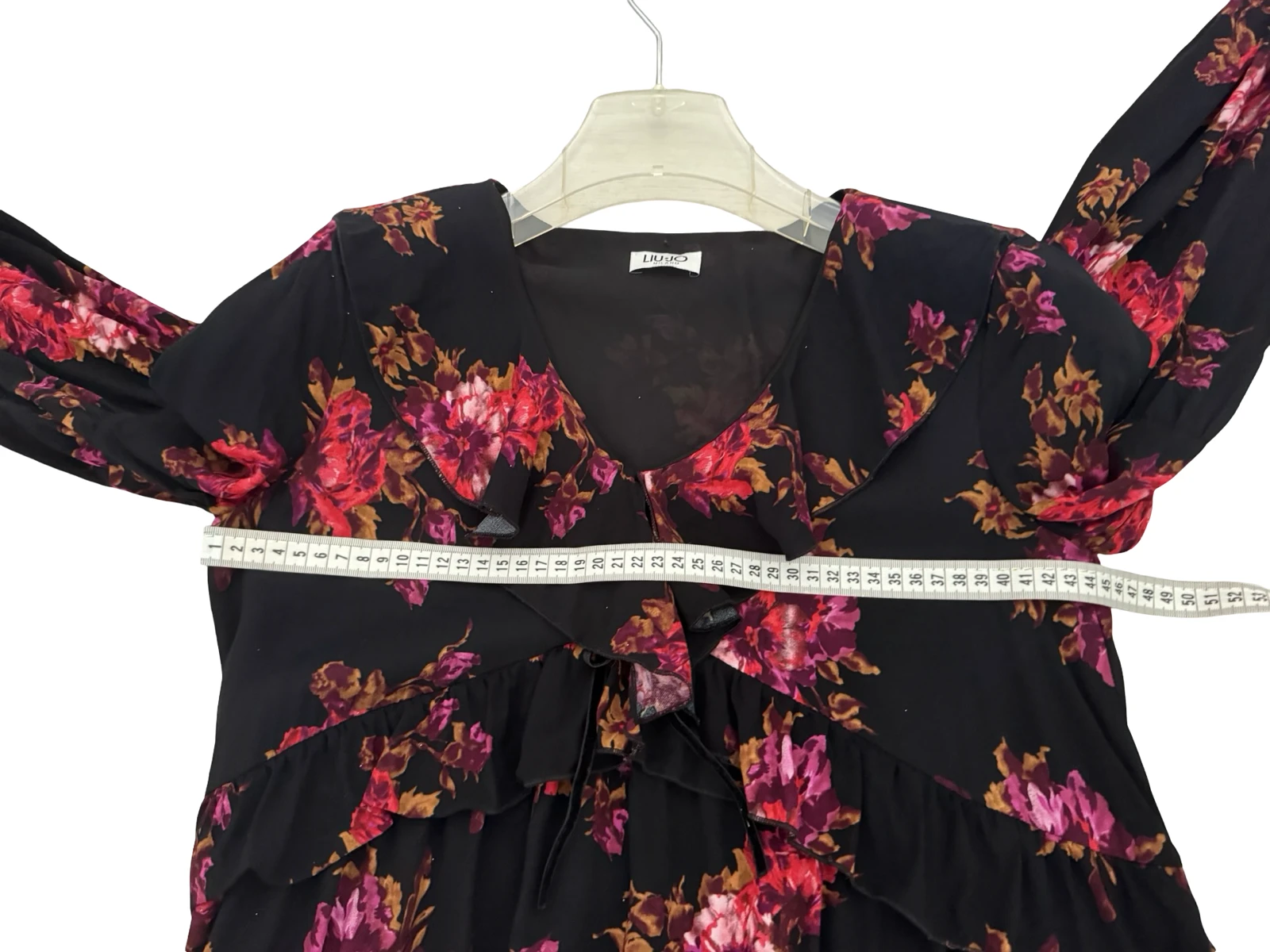 LIU JO Milano vestido floral negro con estampado de flores rosas – photo 10